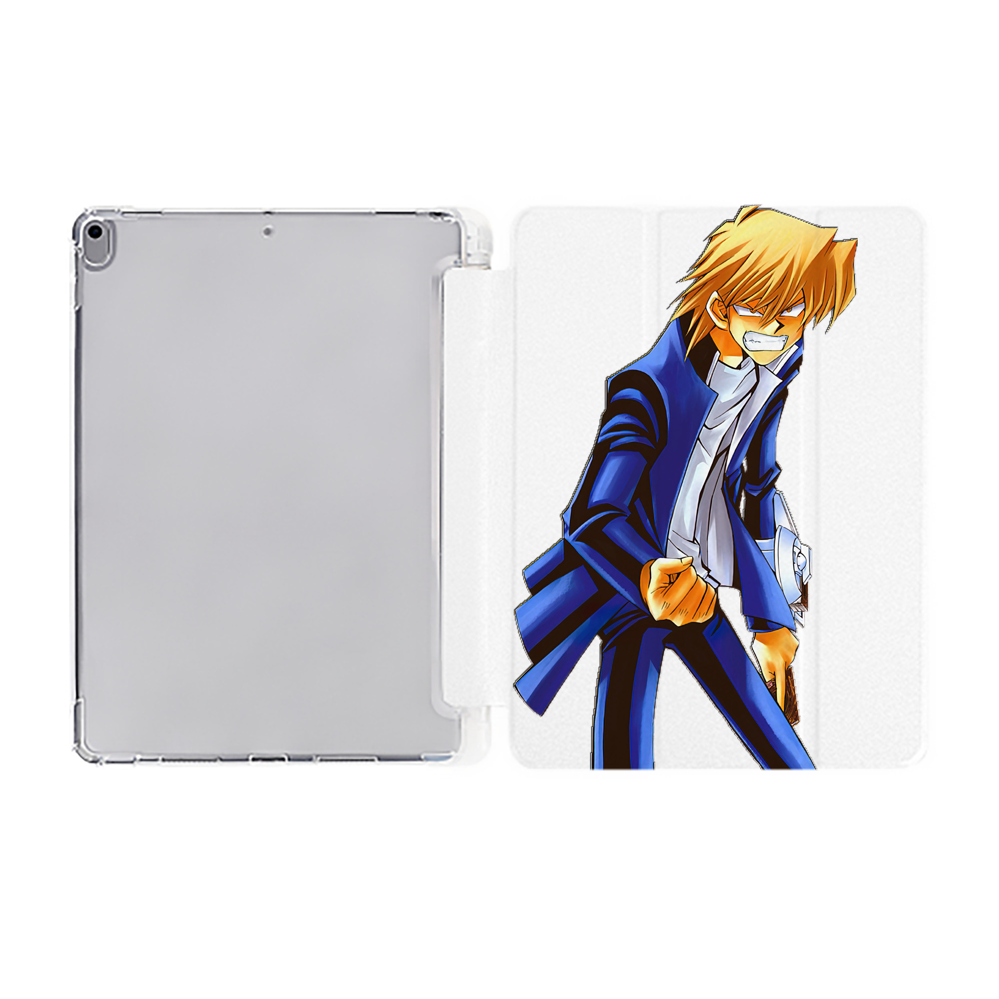 （画像用） 遊☆戯☆王 Yu-Gi-Oh! IPad ケース ペン収納付き 三つ折りスタンド PUレザー×シリコン 対応機種9.5/10.5/10.9インチ